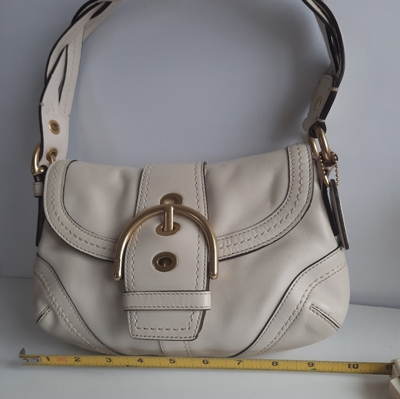 COACH WHITE LEATHER MINI SIGNATURE SOHO SMALL HOBO HANDBAG SATCHEL SHOULDER - Picture 4 of 10